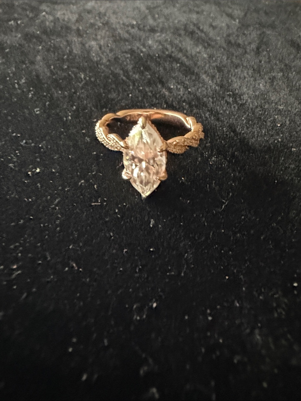 Gold Marquise-Cut Solitaire Ring with moissanite Clear Stone - Women's Jewelry